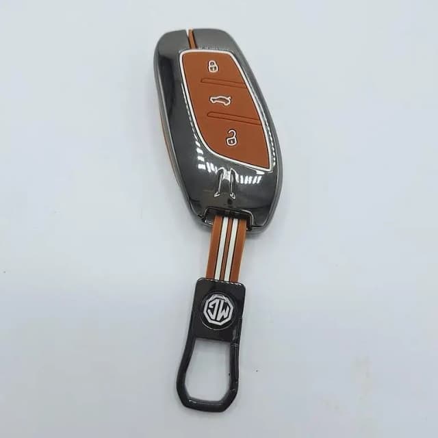MG-HS Remote Key Metal Cover – Blue & Brown Edition, Premium Alloy Shell with Keychain