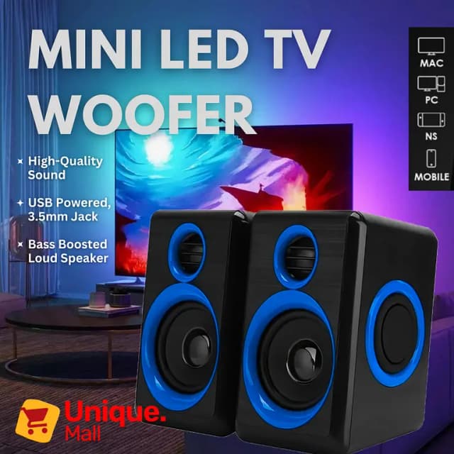 Compact RGB LED Subwoofer for PCs - Gaming Speaker with Volume Control for Laptops and Mobiles