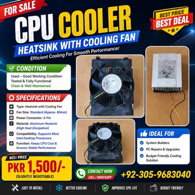 CPU Cooler Heatsink with Cooling Fan | Used | Good Condition