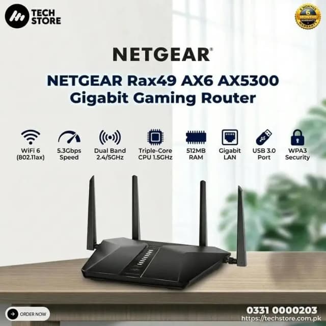 Netgear Router RAX49S - Nighthawk AX6 6-Stream AX5300 WiFi Router in Pakistan
