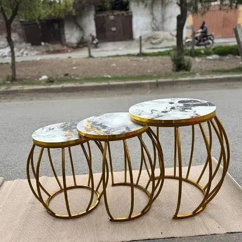 New Elegant 3-Piece Round Nesting Table Set  Modern Accent Tables for Living Room Décor
