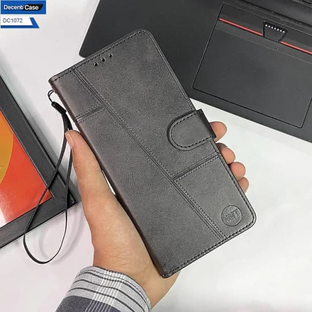 Vivo Y100 Flip Book Cover in Black - Premium Leather with Card Holder Feature