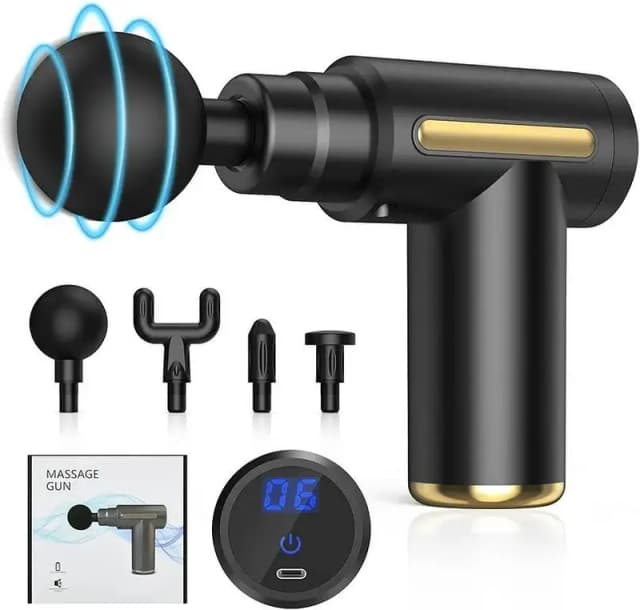 Massage Gun 5 in 1 Multifunctional Electric Full Body Massage Equipment Set for Deep Tissue Relief & Full Body Relaxation 6 Speeds with 4 Massage Heads Pysiotherapy Massager Gun. . . .