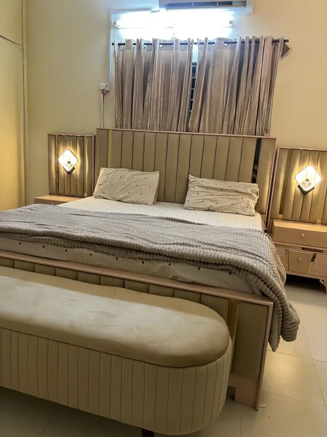 Double bed with side table and dressing new purchased 3 months before