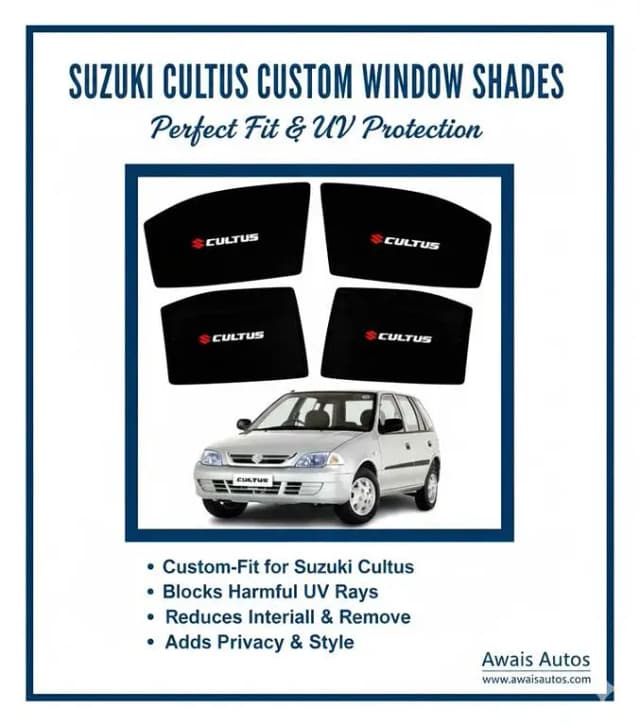 Custom Fit Side Window Sunshades for Suzuki Cultus (2000-2016) 4-Piece Set | OEM-Style Logo | UV Heat Shield & Privacy | Durable Mesh Screens