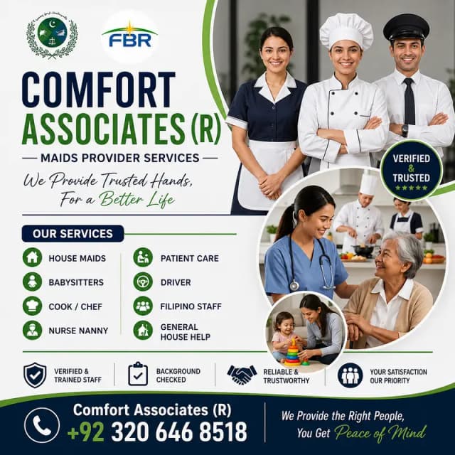 Maids / House Maids / cook / House chef / Baby Sitter maid available
