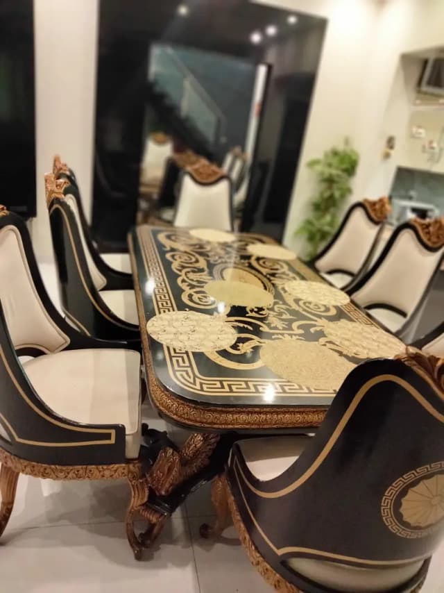 luxury dinning table with 8 chairs
