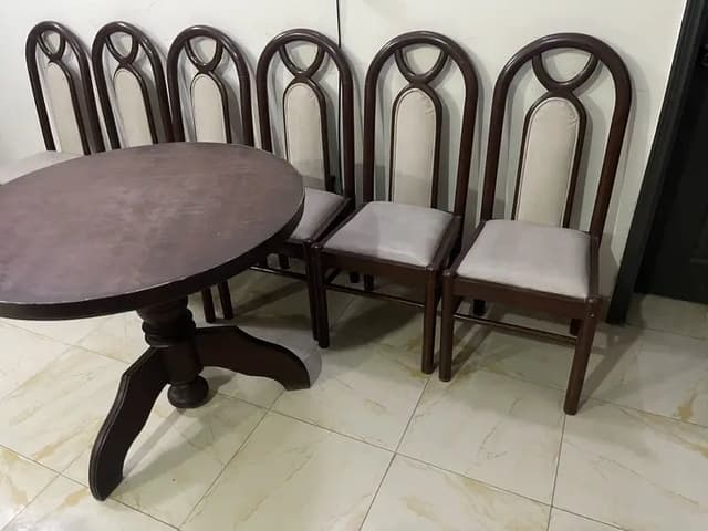 Round table with dining chairs