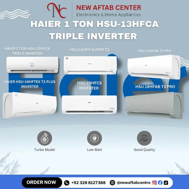 Haier Inverter & T3 Air Conditioners (1 Ton, 1.5 Ton, 2 Ton) | all AC