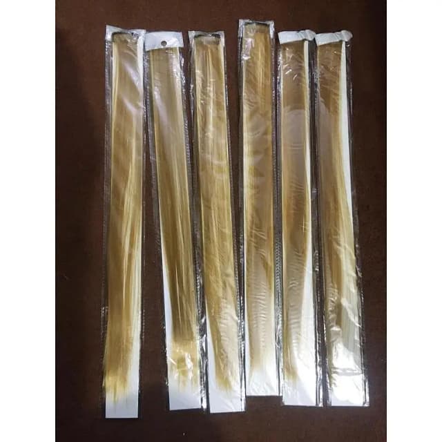 6 Single Clip Blonde-Golden Hair Extensions for Girls