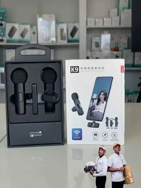 Original K9 Dual Wireless Microphone 2 Mic 3 in 1 Connector Kit for iPhone (iOS), Type C, & Micro USB Devices | K9 Collar Mic for YouTube, Vlogging, Live Streaming, Video Recording | Plug & P