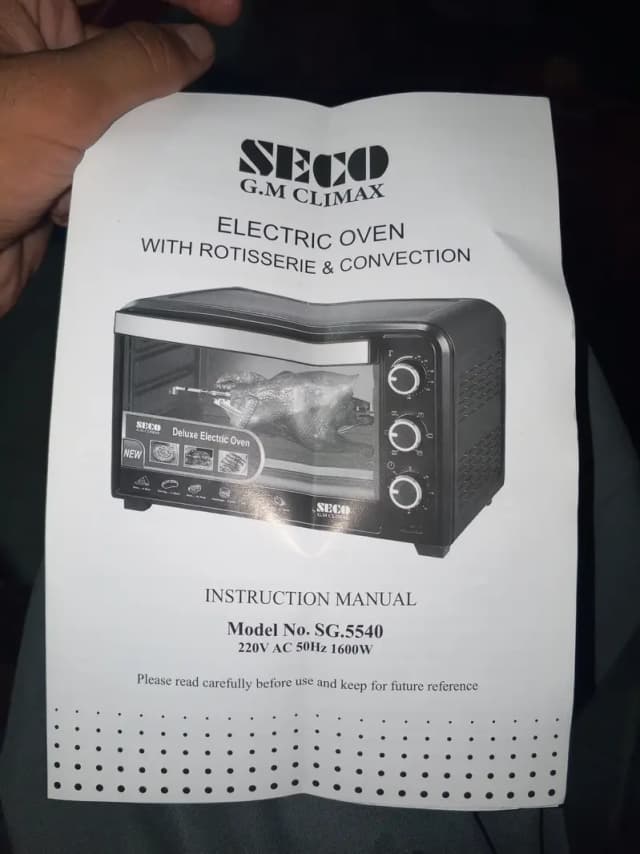 Dulex electric oven seco model