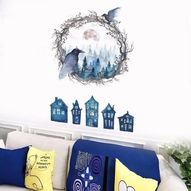 Fundecor JM7360 Halloween Ghost Bird Wall Stickers for Creative Home Decoration