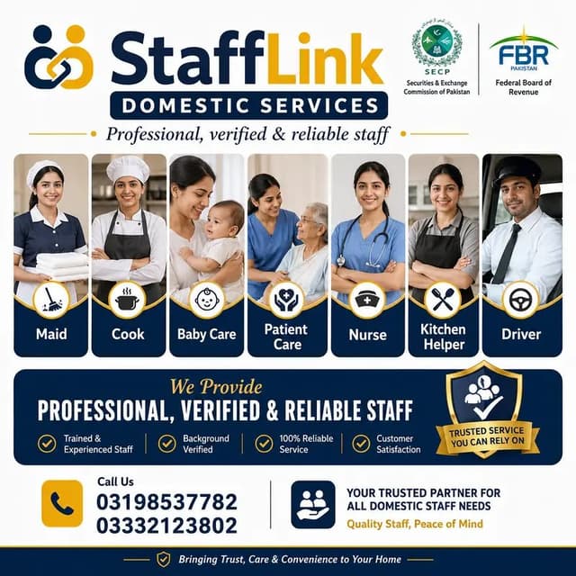 House Maids, Babysitter, Patient Care, Nurse Staff, Driver, Chef, Cook