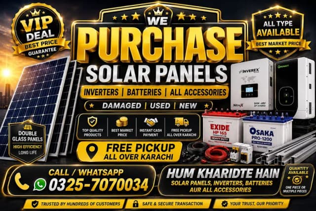 We Purchase Solar Panels Inverter Batteries All Accessories