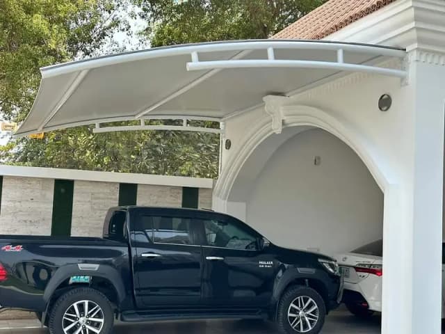 Car parking shade - Garage porch shade in Pakistan - Pole parking