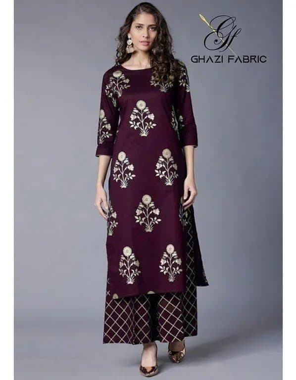 E-Marjaan Linen Print Collection - Ghazi Fabric Unstitched 2-Piece Dress for Women in Plum (GMF6825-23/9415)
