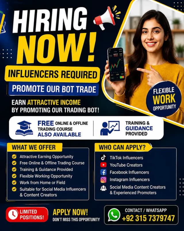 Hiring Influencers – Promote Our Trading Bot | Flexible Work Opportun
