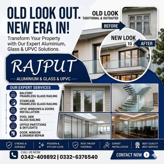Glass & Aluminium Services | Stair Railings, Shower Cabins & PVC Work