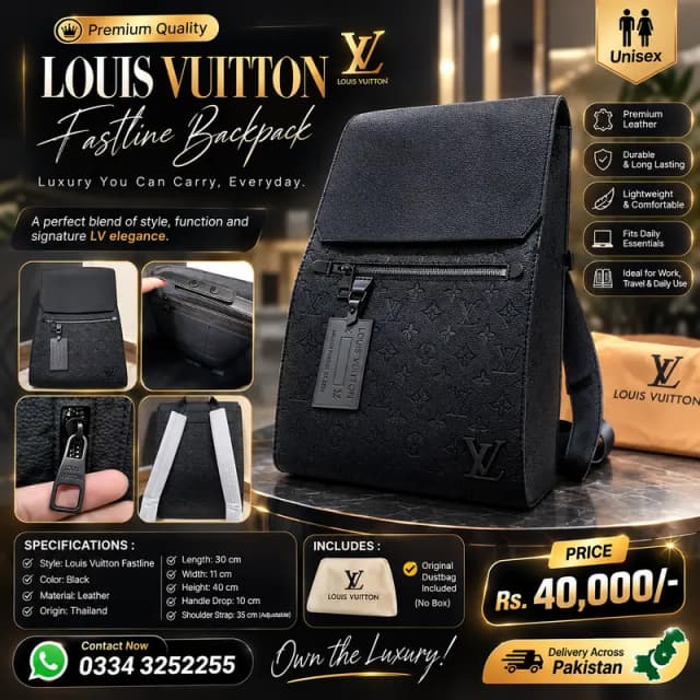 Louis Vuitton Fastline Backpack|LV Leather Bag|Branded Backpack|Bag