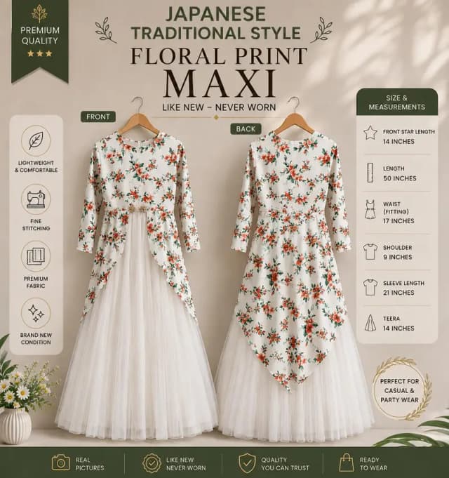 Beautiful Japanese Traditional Style Handmade Maxi