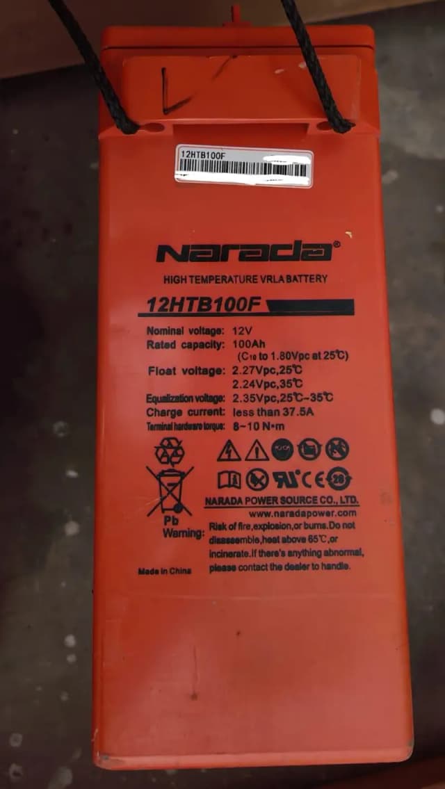 Narada 12HTB100F – 12V 100Ah High Temperature VRLA Battery