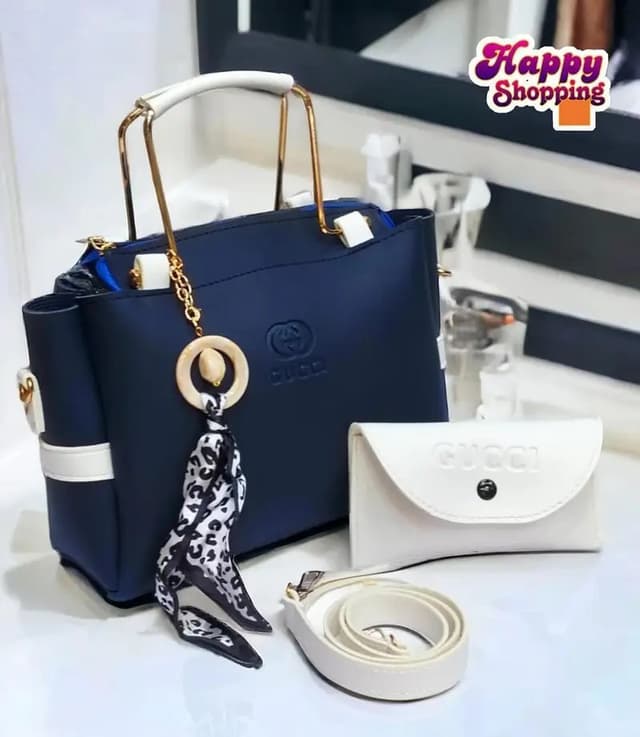 Blue Rexine Handbag