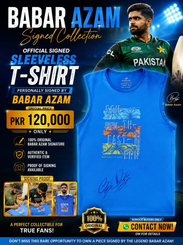 Babar Azam Original Signed T-Shirt – Authentic Signature with Signing