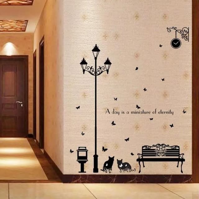 Cortina Sk9180 Cat Street Lamp Silhouette Sticker