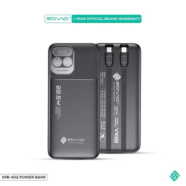 SOVO VIGO SPB-602 Power Bank with LED Display and 10,000mAh Capacity