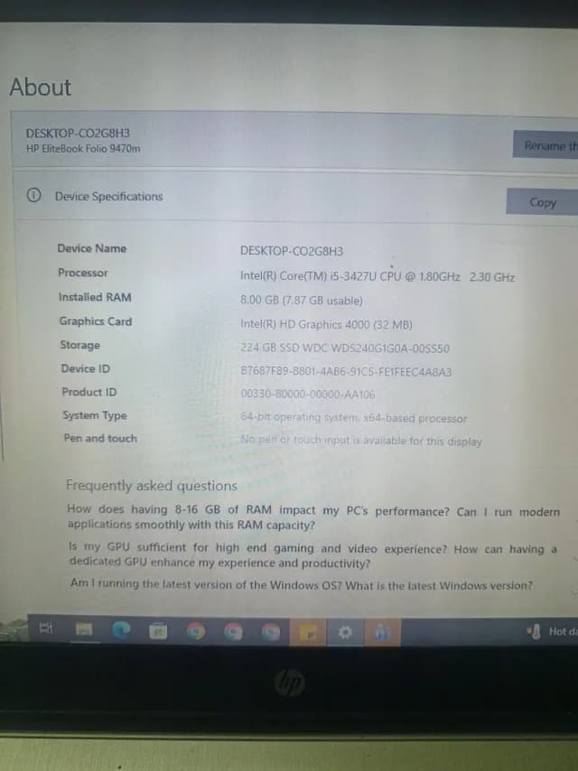 HP EliteBook | Core i5 3rd Gen | 8GB RAM | 240GB SSD