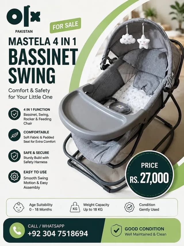 Mastela 4 in 1  Masela 4-in-1 Baby Bassinet Swing – Excellent Conditio