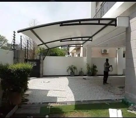 Car porch Shade,Tensile car parking, PVC Fabric, Cafe roof shed design