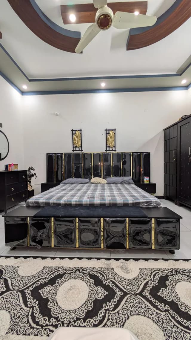 Complete Black & Gold Bedroom Furniture Set