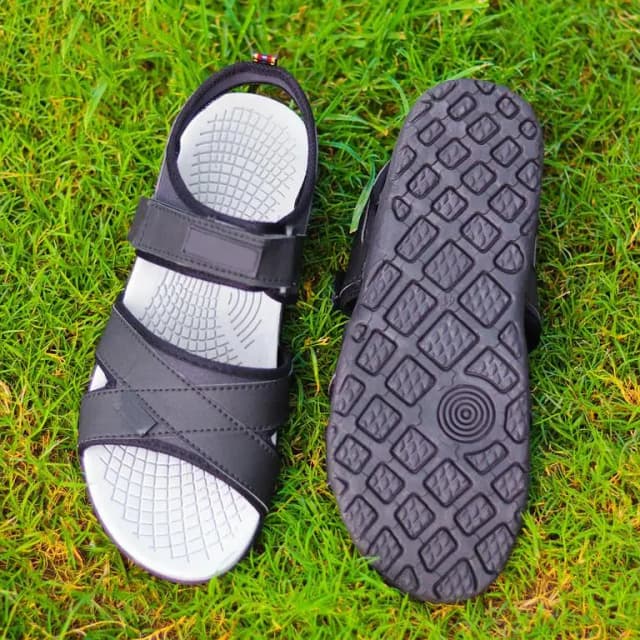 Men's Black Lastic Sandals - Comfortable Footwear for Everyday Use