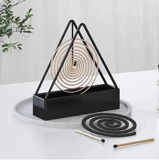 Set of 3 Triangle Metal Mosquito Coil Stands - Decorative Spiral Insect Repellent Holders