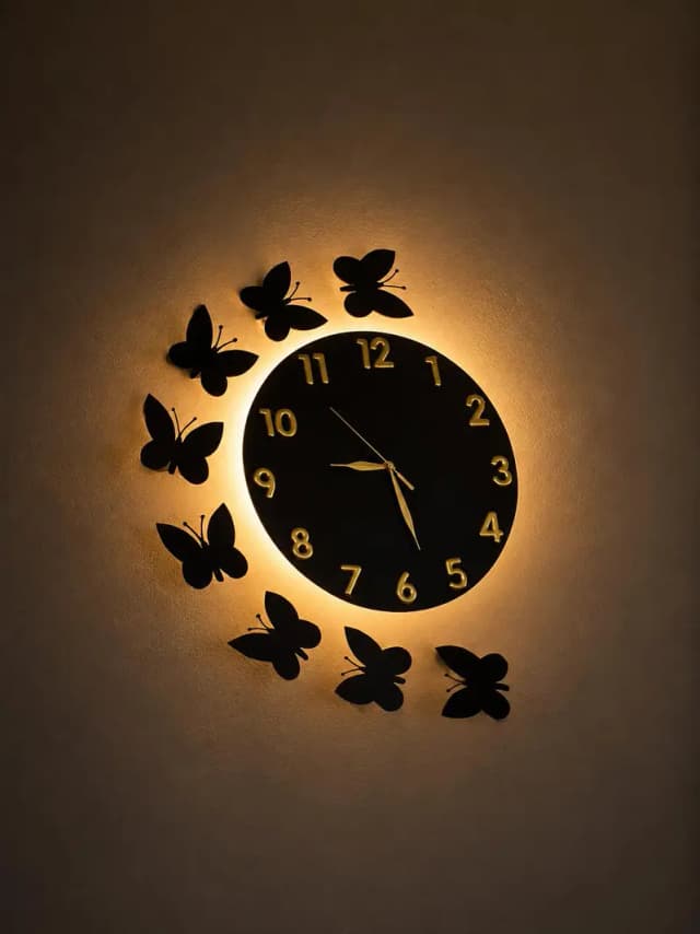 Aesthetic Butterfly Wall Clock with Warm Light