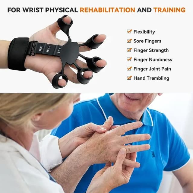 RN Hand Gripper Strengthener - Adjustable Finger Grip Trainer with 3 Resistance Levels for Forearm Therapy and Pain Relief