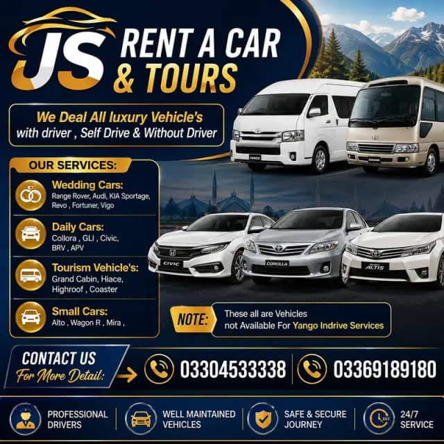 Rent A Car Rawalpindi, Without Driver , Collora, Prado, Revo, GLI, BRV