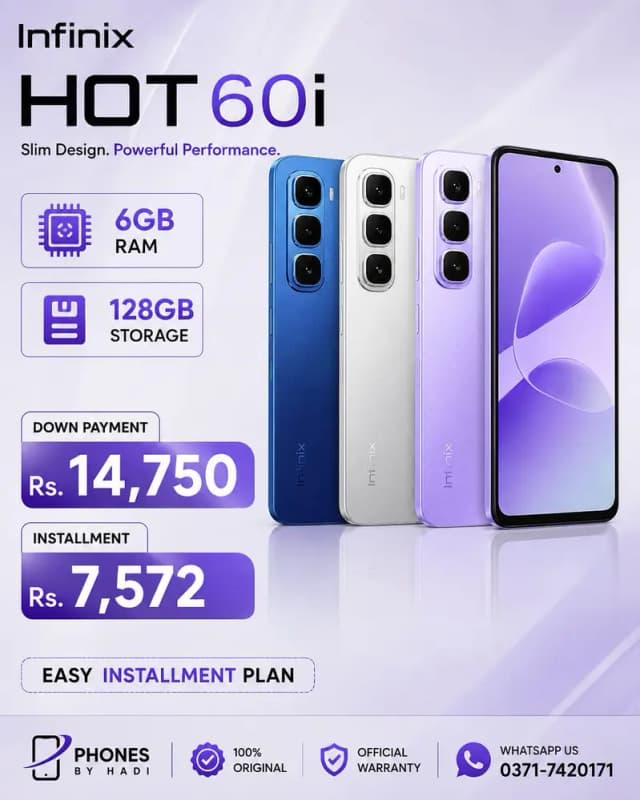 Infinix Hot 60i ( 6/128GB ) Available on Easy Installment