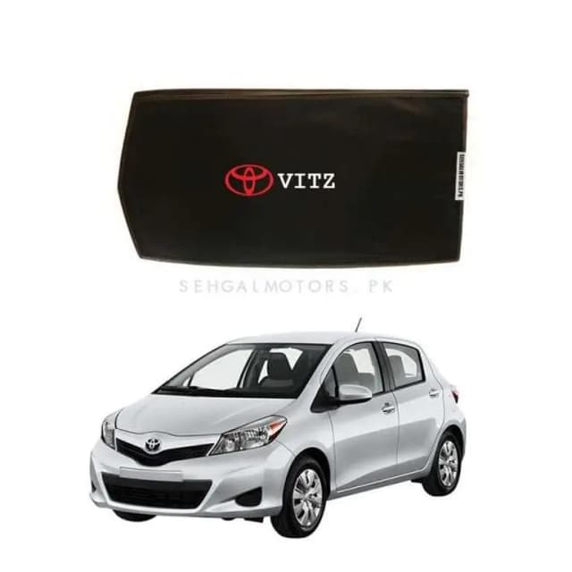 Toyota Vitz Sun Shades for Windows (2015-2019) - 4-Piece Set in Jet Black with Logo, Foldable Design
