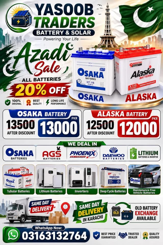 Osaka,Phoenix Daewoo 20% OFF on All Lithium Batteries