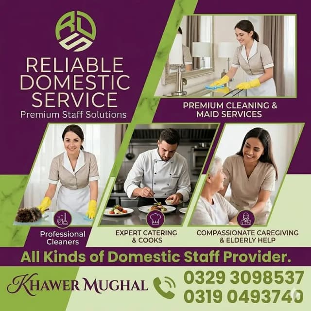 Maid  /Cook chef / Baby Care / Patient Care / Nurse / Nannies / Driver