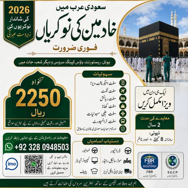 Work visa /supervisor job /Jobs in Saudi Arabia/ factory/ Driver job
