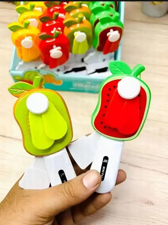 Kid's Mini Hand Pressure Fan in Fruit Shapes – Fun Summer Toy in Multiple Colors