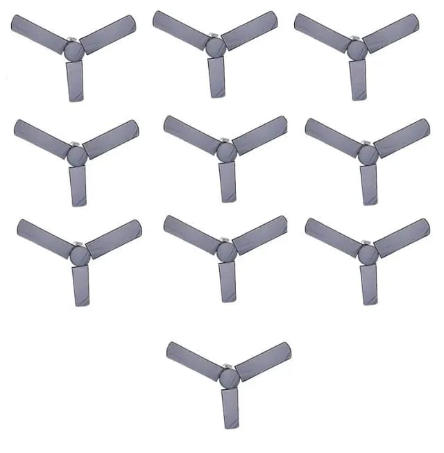 Pack of 10 Fan Cover Set - Ceiling Fan Blades & Motor Washable and Dust Proof Cover Grey