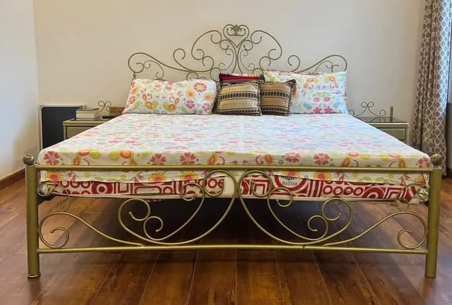 Complete bedset with mattress dressing,two seater sofa, shelves