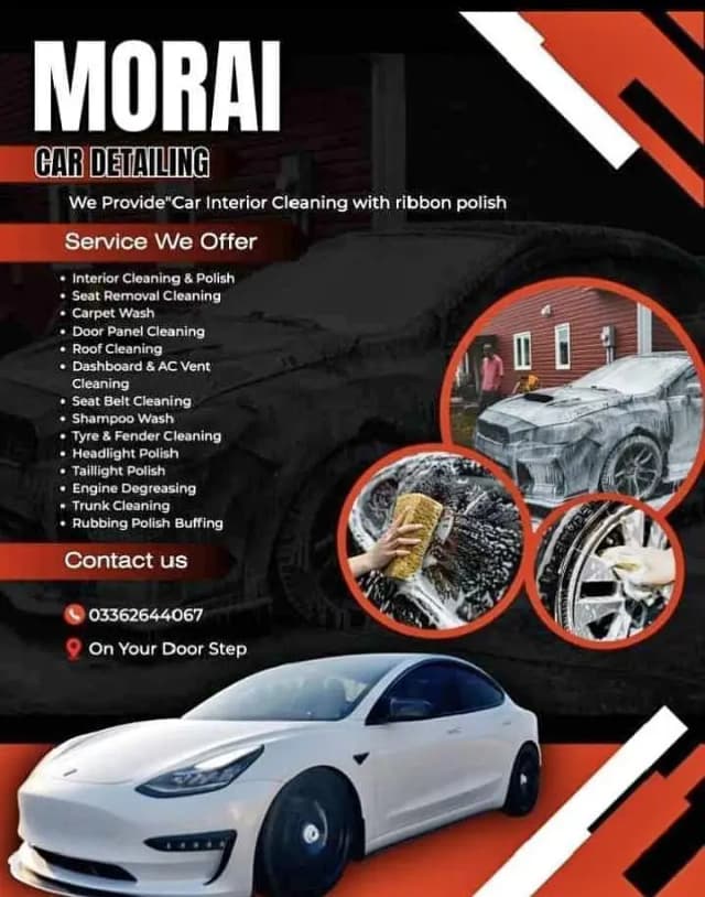 car interior cleaning with ribbon polish available door step