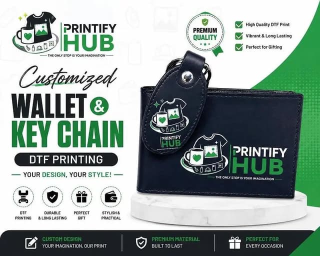 Customized Wallet & Keychain Set DTF Printed