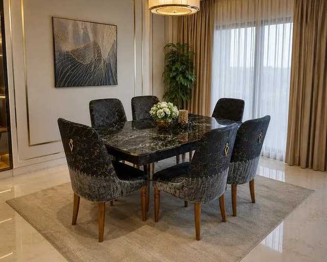 6 seater dining table/UV top table/restaurant dining set/cafe chairs